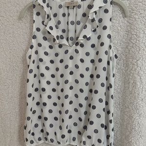 Loft outlet sleeveless, ruffle neck top.